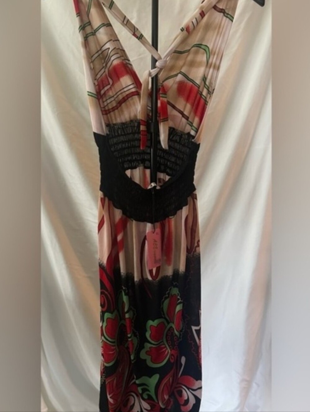 $6 NWOT ACE XL COTTON POLY GRECIAN HALTER SUNDRESS - Picture 2 of 5
